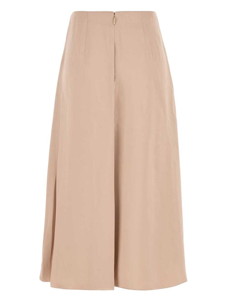 FENDI High-Waisted Fluted Silk Long Skirt - Mid Length