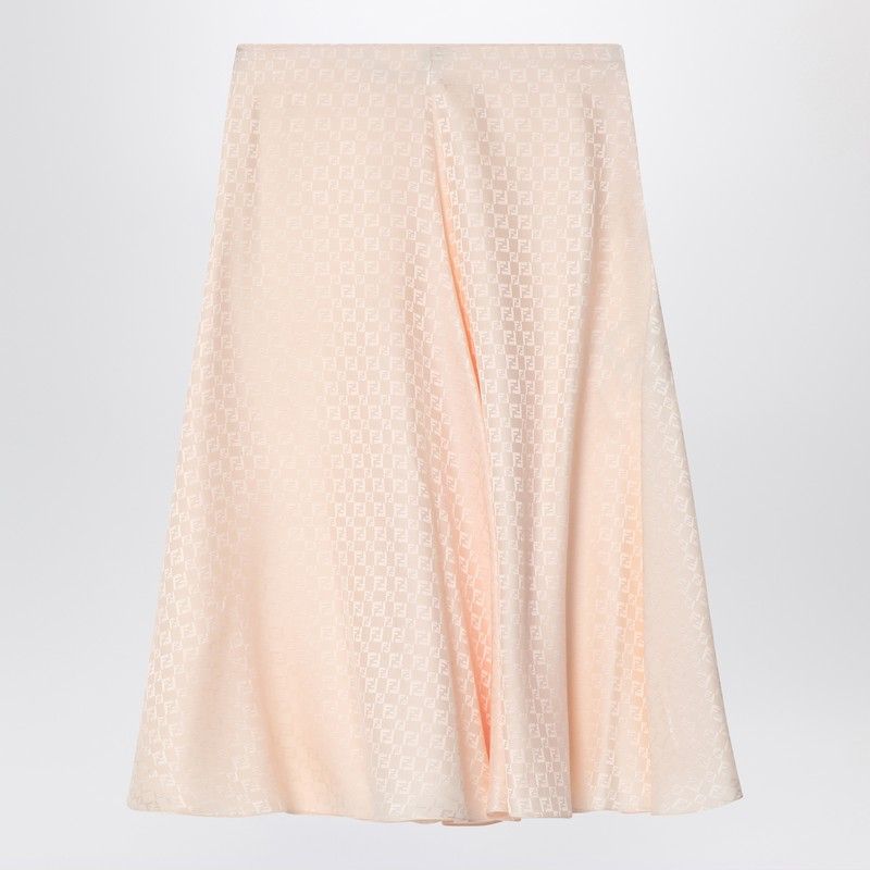 FENDI Flared Midi Skirt with FF Checkerboard Pattern