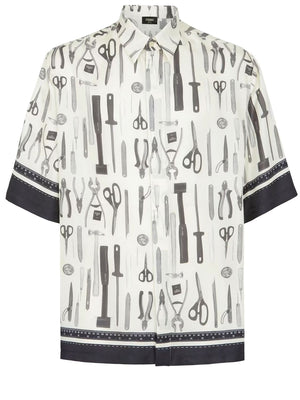 FENDI Classic Short-Sleeve Silk Shirt for Men