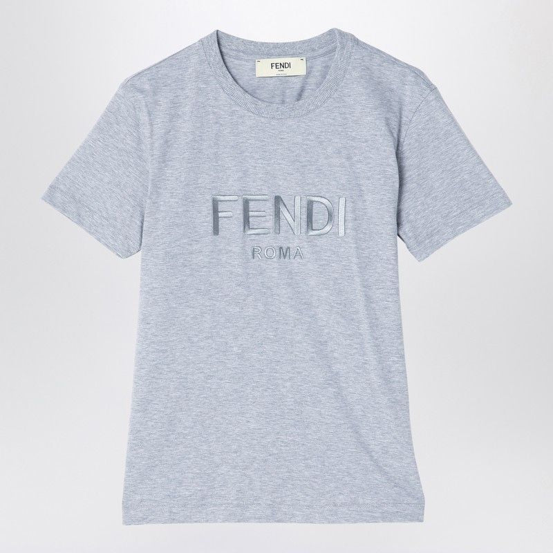 FENDI Cotton Crew Neck T-Shirt with Logo - Women’s FW24