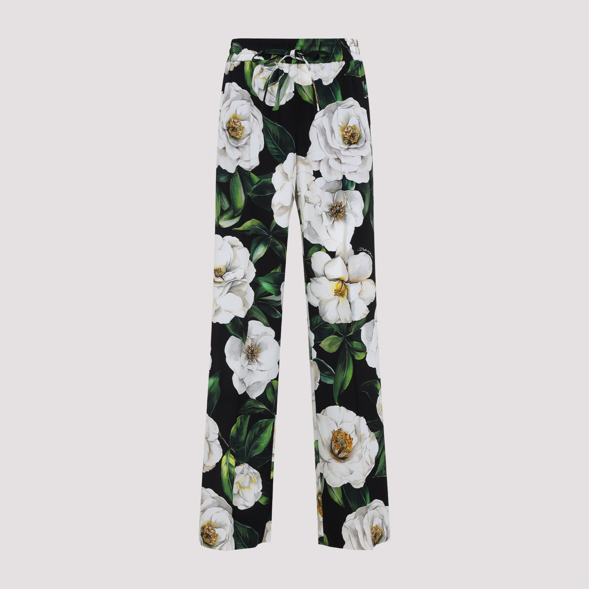 DOLCE & GABBANA Printed Silk Pants with Elastic Waistband