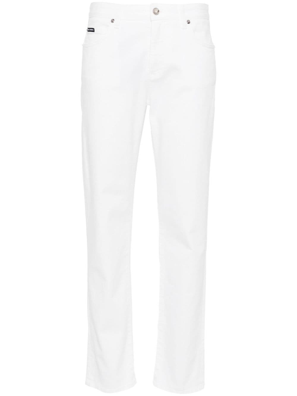 DOLCE & GABBANA Slim Fit White Stretch-Cotton Mini Jeans