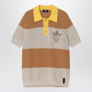 FENDI Knit Cotton Polo Shirt with Stripes