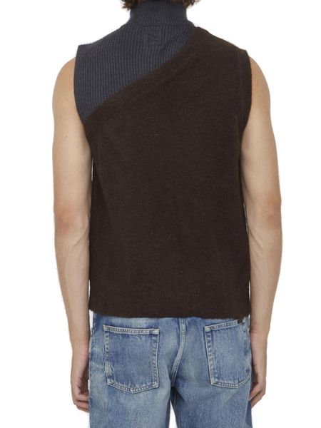 FENDI Knit Vest with Stand-Up Collar for Men