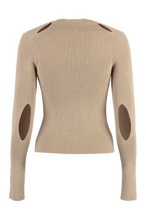 FENDI Ribbed Cotton Cardigan with Cut-Out Details