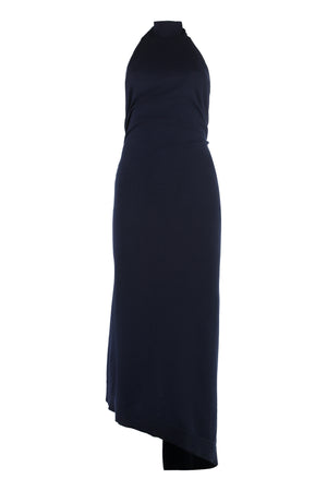 FENDI Asymmetric Open-Back Long Dress with Back Slit Hem