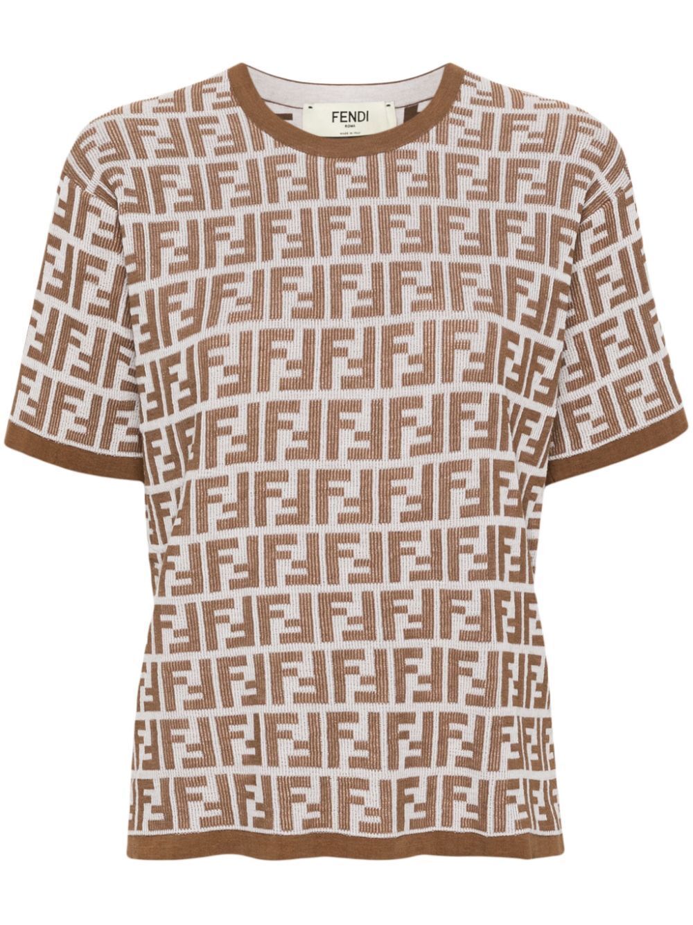 FENDI シックなツートンコットンブレンドTシャツ