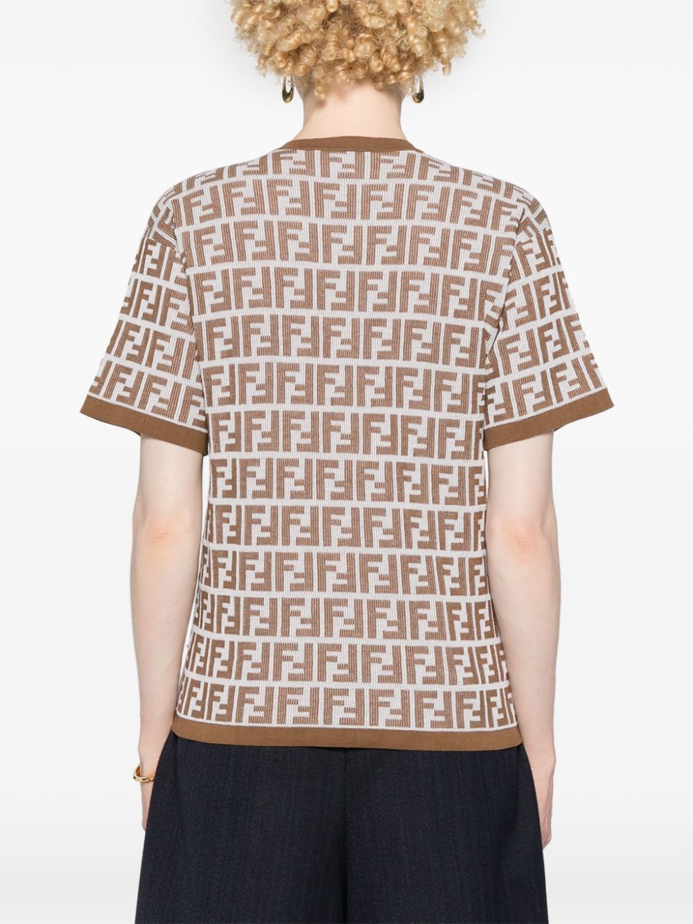 FENDI シックなツートンコットンブレンドTシャツ