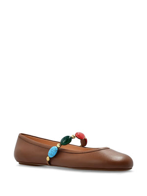 GIANVITO ROSSI Classic Leather Ballet Flats with Buckle Fastening