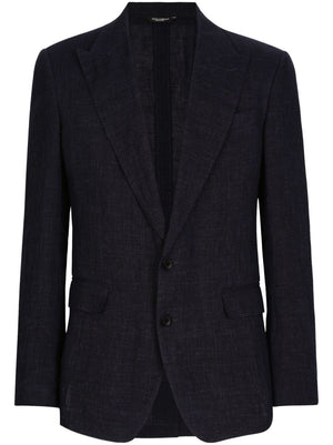 DOLCE & GABBANA Cotton Linen Blazer with Peak Lapels