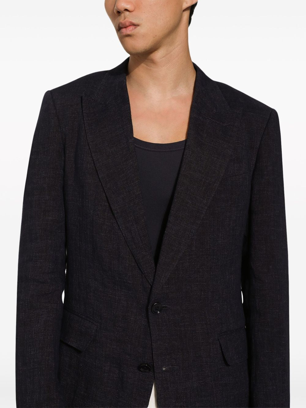 DOLCE & GABBANA Cotton Linen Blazer with Peak Lapels