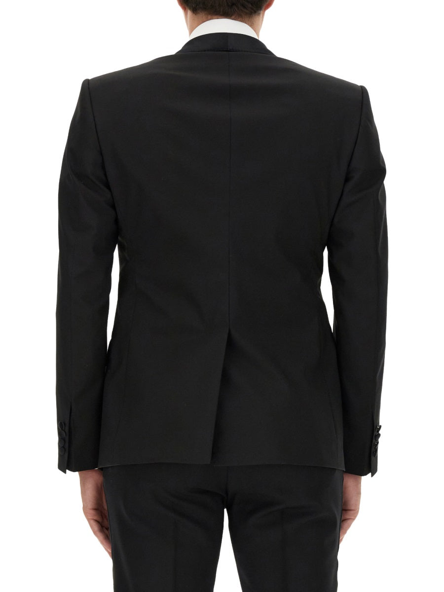 DOLCE & GABBANA Men's Tailored Jacket with Scarf and Button Closure