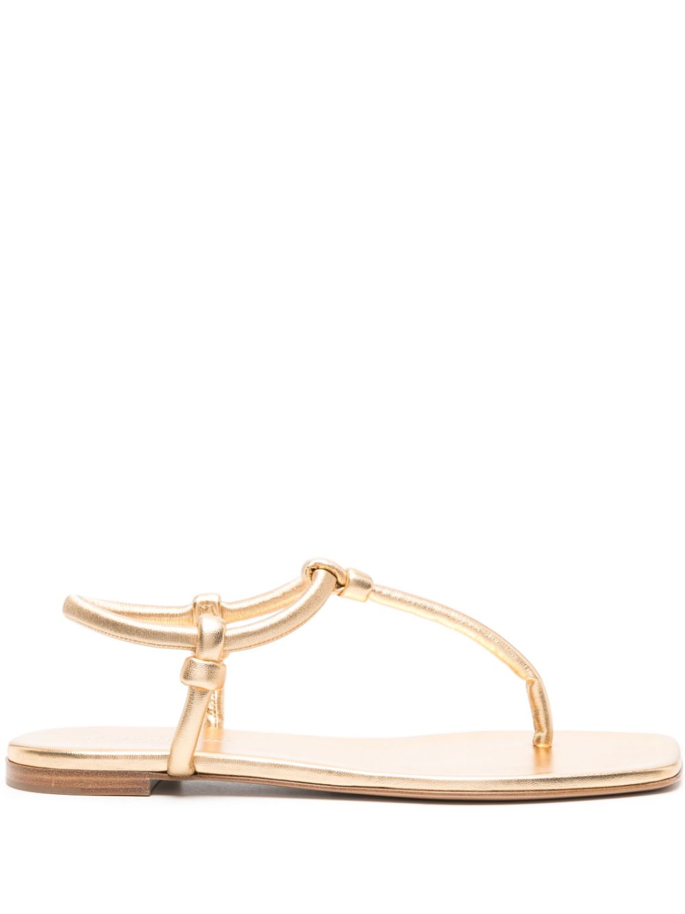 GIANVITO ROSSI Leather Thong Sandals with Elastic Ankle Strap