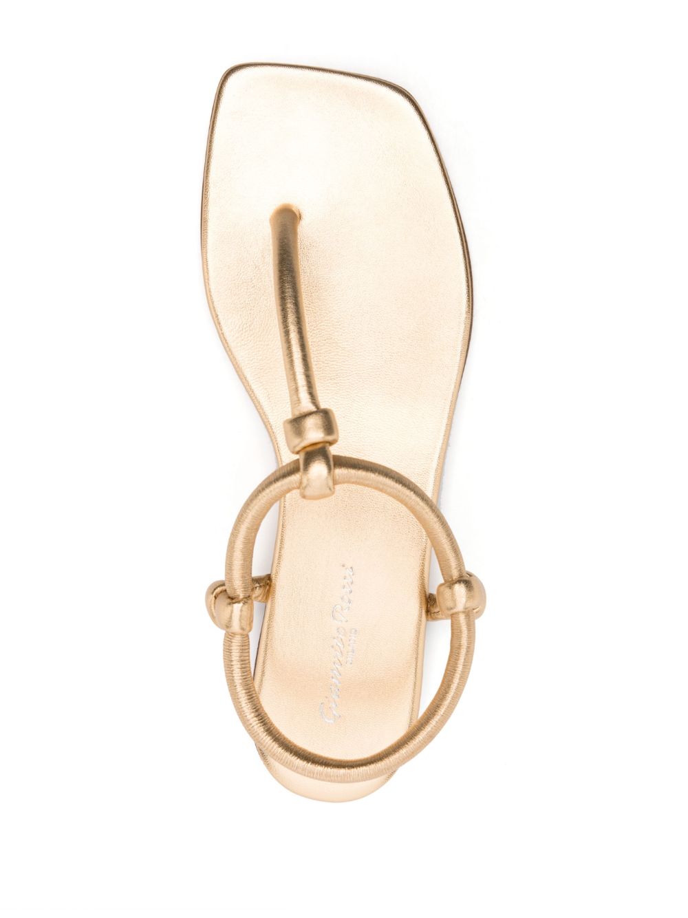 GIANVITO ROSSI Leather Thong Sandals with Elastic Ankle Strap