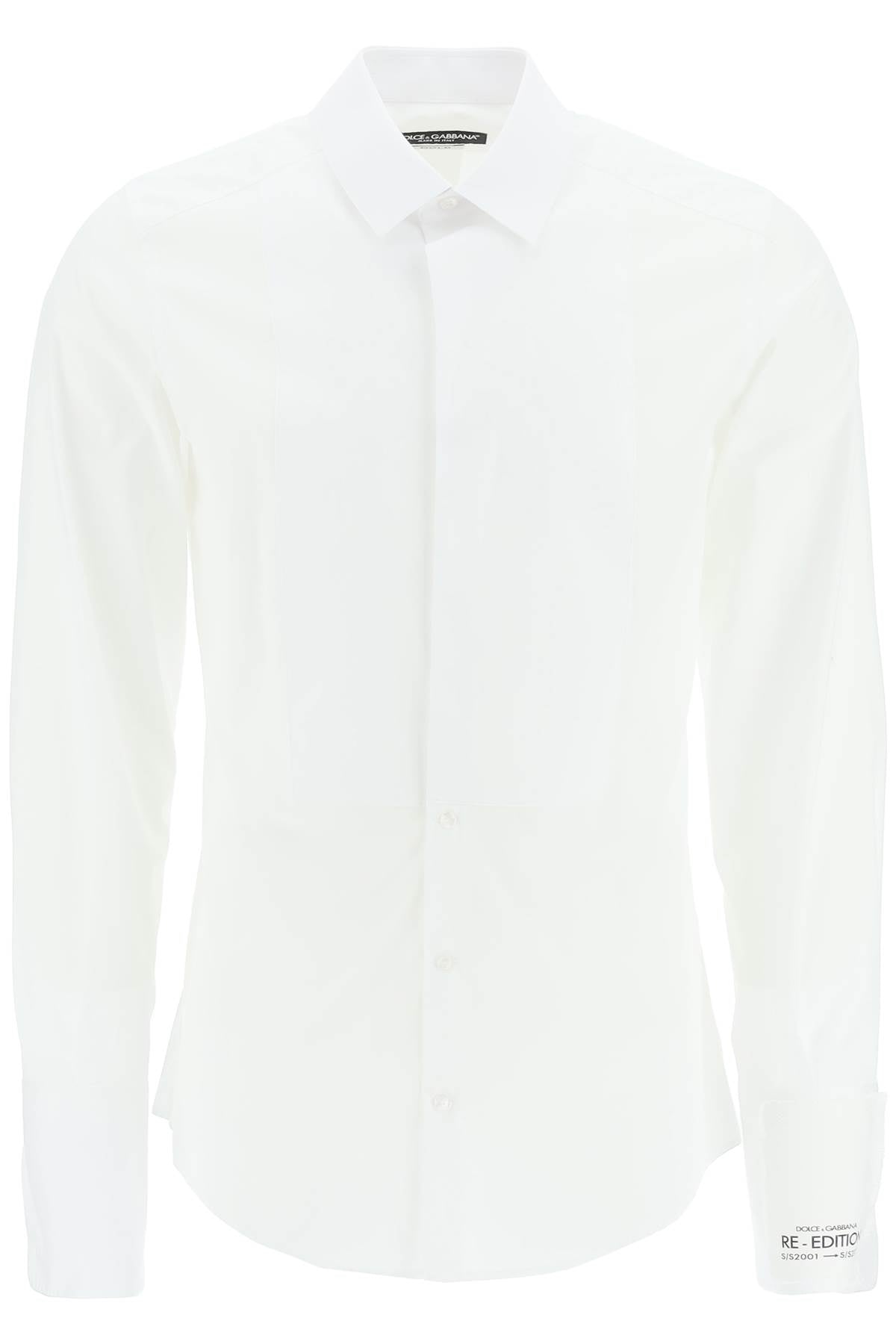 DOLCE & GABBANA Classic Gold Cotton Poplin Tuxedo Shirt for Men