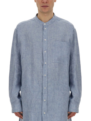 DOLCE & GABBANA Mandarin Collar Oversize Linen Shirt (Size 40)