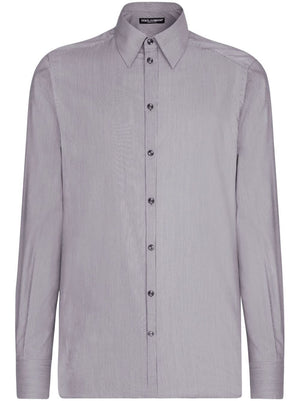 DOLCE & GABBANA Blue Striped Cotton Shirt for Men