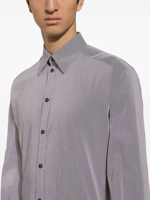 DOLCE & GABBANA Blue Striped Cotton Shirt for Men