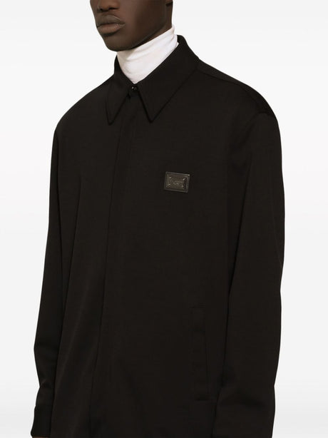 DOLCE & GABBANA Classic Black Cotton Blend Shirt with Logo for Men