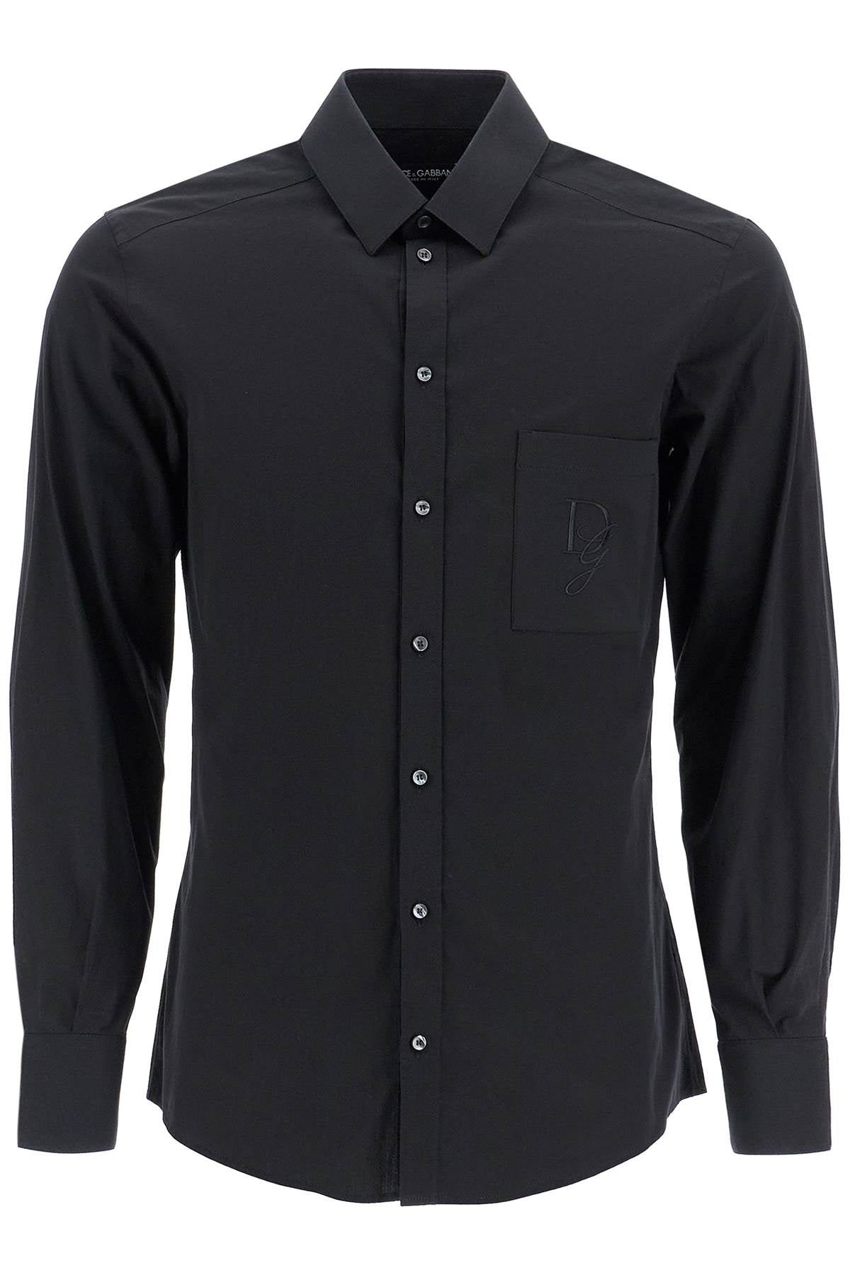 DOLCE & GABBANA Men's Regular Fit Embroidered Pocket Shirt - Size 39