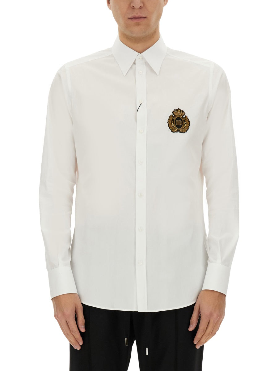 DOLCE & GABBANA Patch Logo Cotton Shirt for Men - SS25