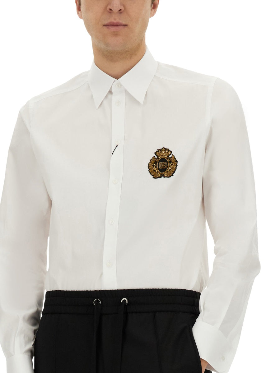 DOLCE & GABBANA Patch Logo Cotton Shirt for Men - SS25