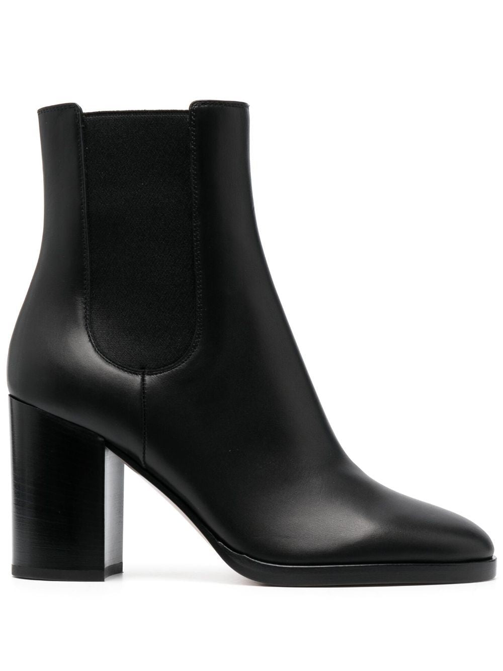 GIANVITO ROSSI Leather Mini Boots with Rounded Toe and 80MM Heel