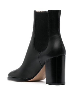 GIANVITO ROSSI Leather Mini Boots with Rounded Toe and 80MM Heel