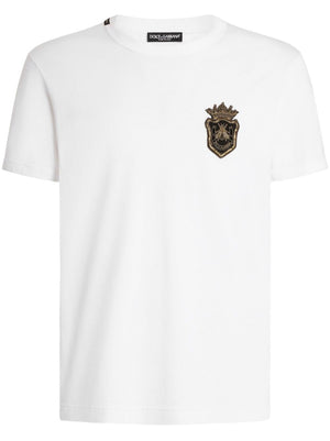 DOLCE & GABBANA Cotton T-Shirt with Heraldic Patch for Men