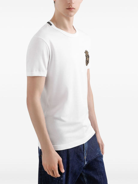 DOLCE & GABBANA Cotton T-Shirt with Heraldic Patch for Men