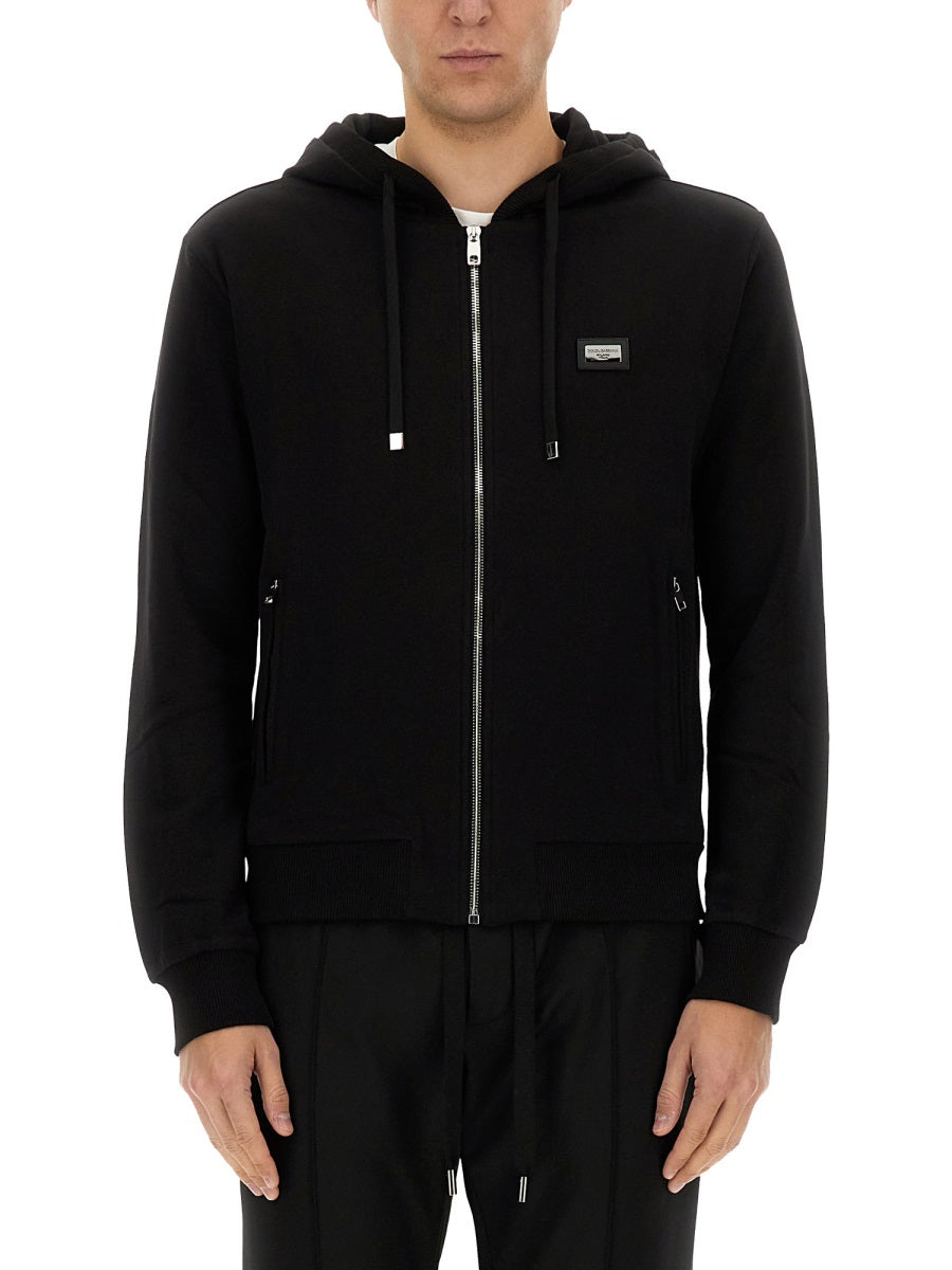 DOLCE & GABBANA Men's Drawstring Zip Hoodie