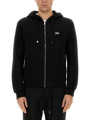 DOLCE & GABBANA Men's Drawstring Zip Hoodie