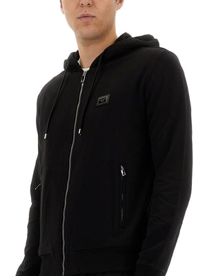 DOLCE & GABBANA Men's Drawstring Zip Hoodie