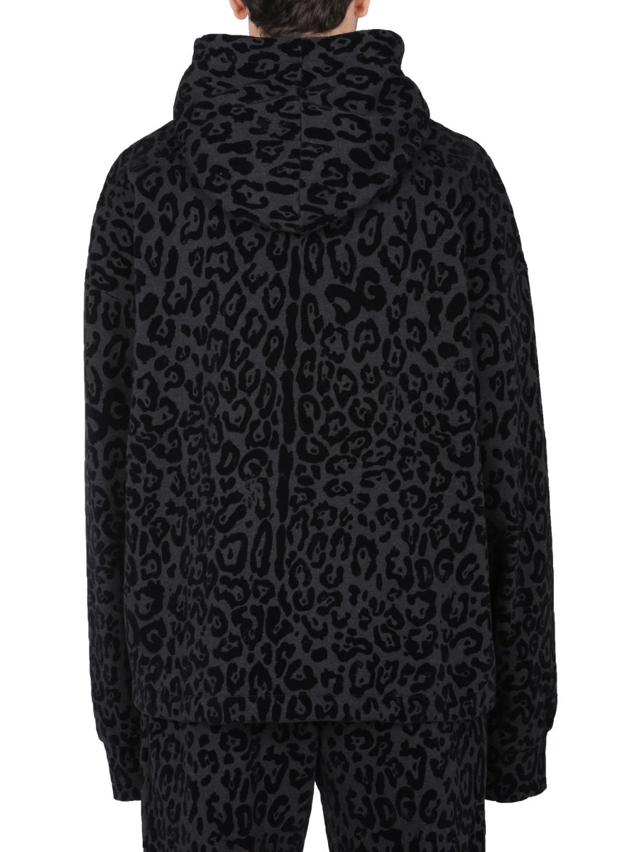 DOLCE & GABBANA Leopard Print Hoodie for Men