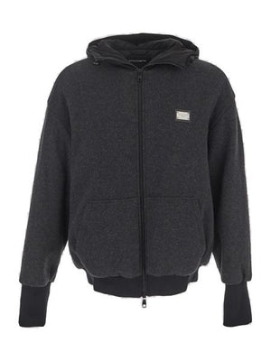 DOLCE & GABBANA Men's Full-Zip Hooded Jacket in Grey for FW23