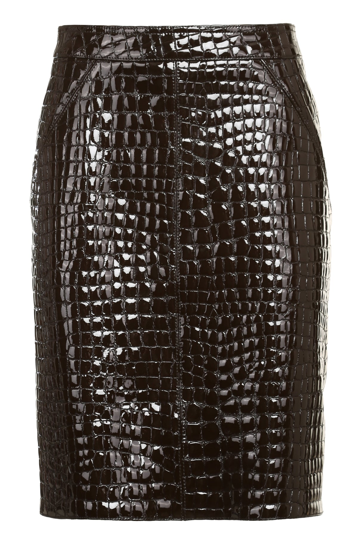 TOM FORD Crocodile Print Leather Mini Skirt with Pockets