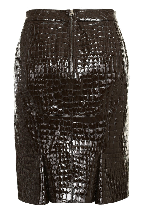 TOM FORD Crocodile Print Leather Mini Skirt with Pockets