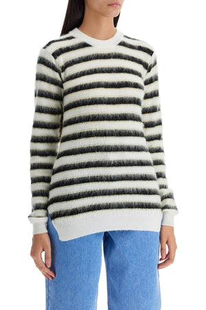 MARNI Striped Wool Crewneck Sweater with Mohair Accents