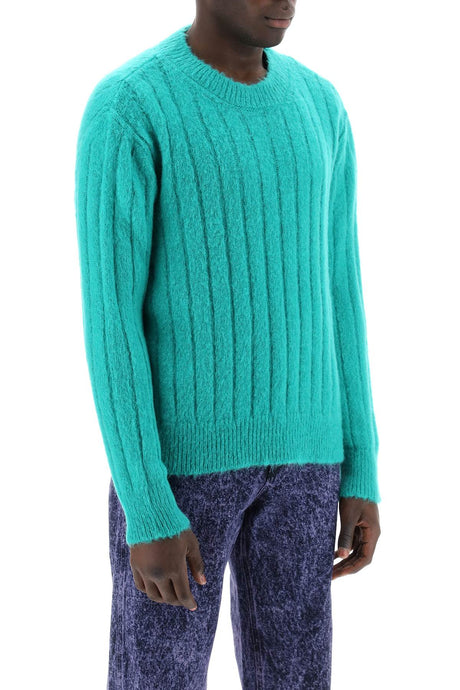 MARNI Men's Green Brushed Mohair Pullover from SS24 Collection