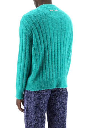 MARNI Men's Green Brushed Mohair Pullover from SS24 Collection