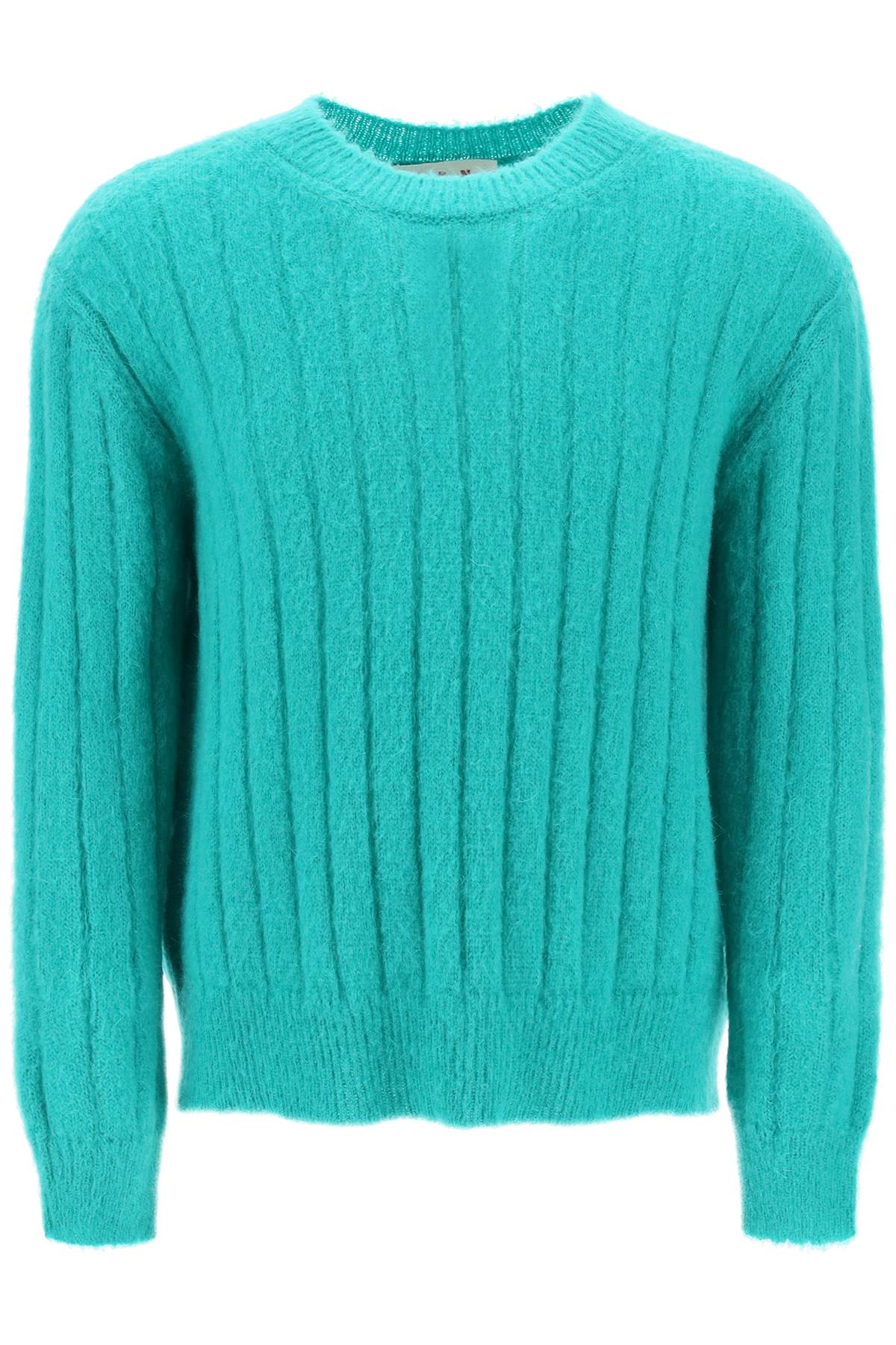 MARNI Men's Green Brushed Mohair Pullover from SS24 Collection