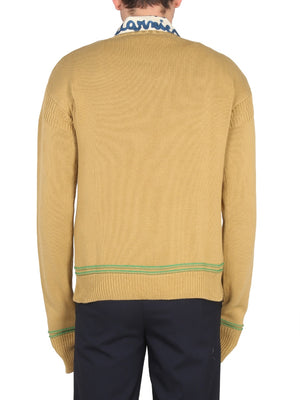 MARNI Men's Crossneck Ribbed Collar Knit Sweatshirt