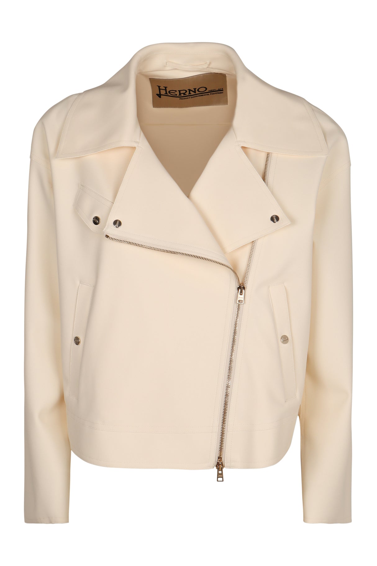 HERNO Asymmetric Closure Biker Jacket for Women