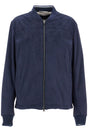 HERNO Suede Bomber Jacket with Mandarin Collar