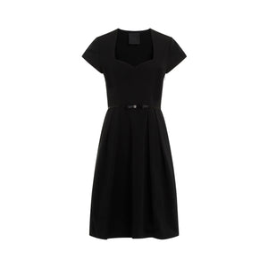 GIVENCHY Elegant Midi-Length Dress with Sweetheart Neckline and Logo Belt