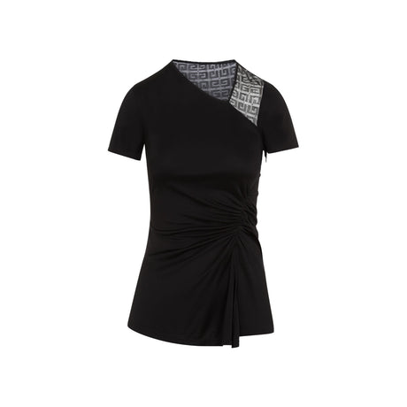 GIVENCHY Asymmetric V-Neck Gathered Shirt