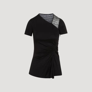 GIVENCHY Asymmetric V-Neck Gathered Shirt