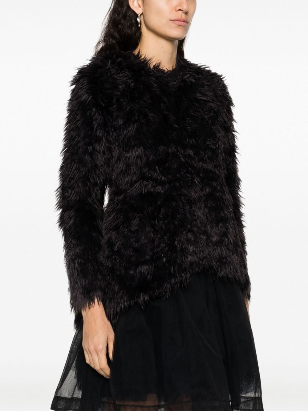 COMME DES GARÇONS Women's Long-Sleeved Faux-Fur Top in Black