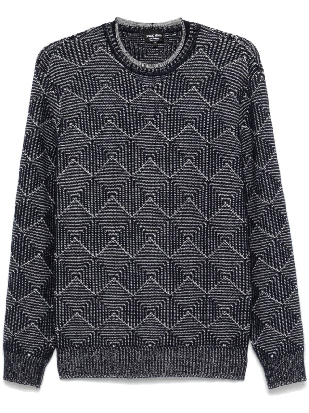 GIORGIO ARMANI Diamond Patterned Jacquard Cashmere Sweater