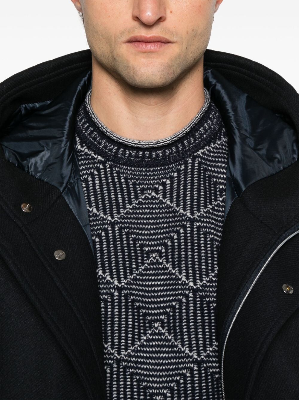 GIORGIO ARMANI Diamond Patterned Jacquard Cashmere Sweater